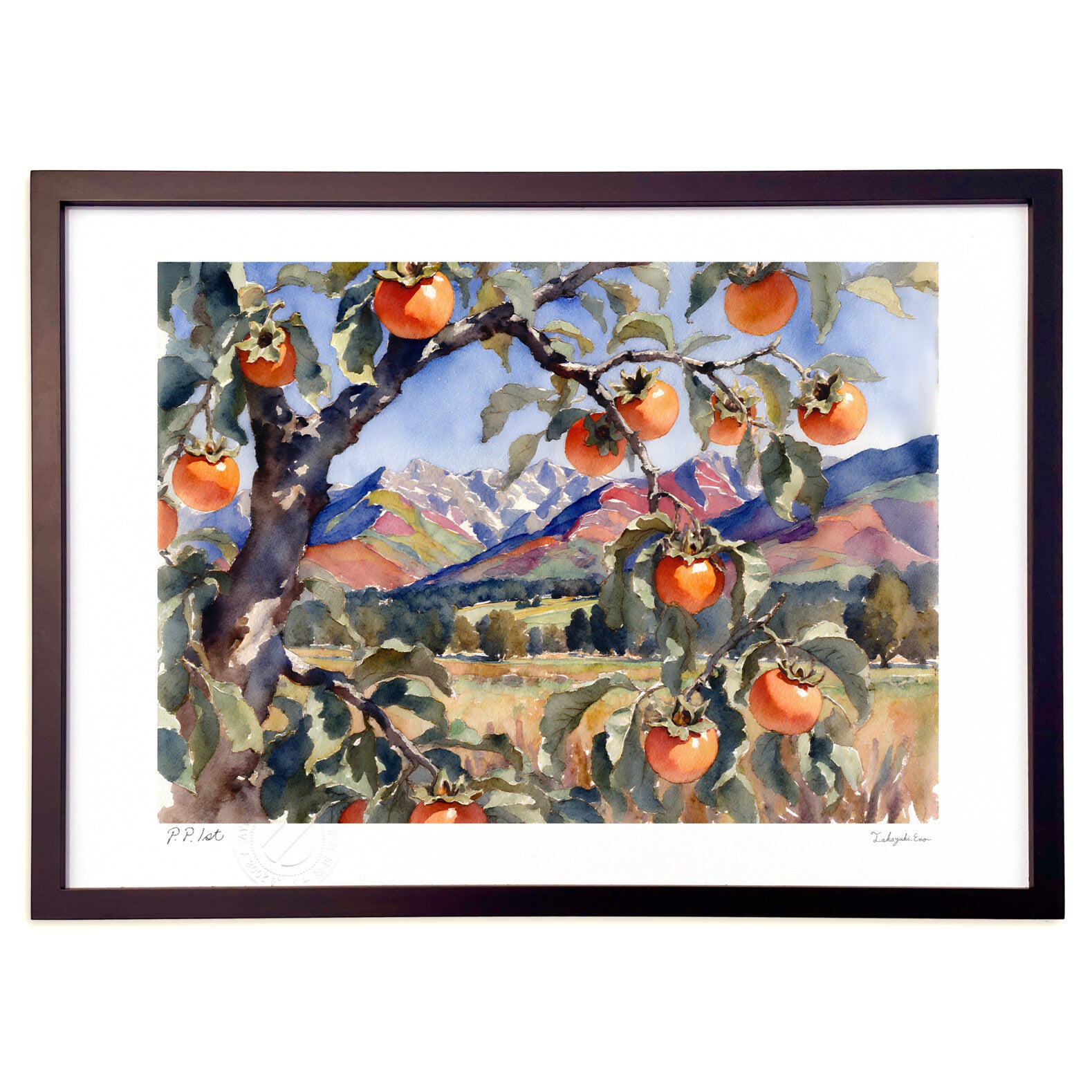 山と柿の木 – 絵画や壁飾り販売｜風景投稿販売あゆわら(R)