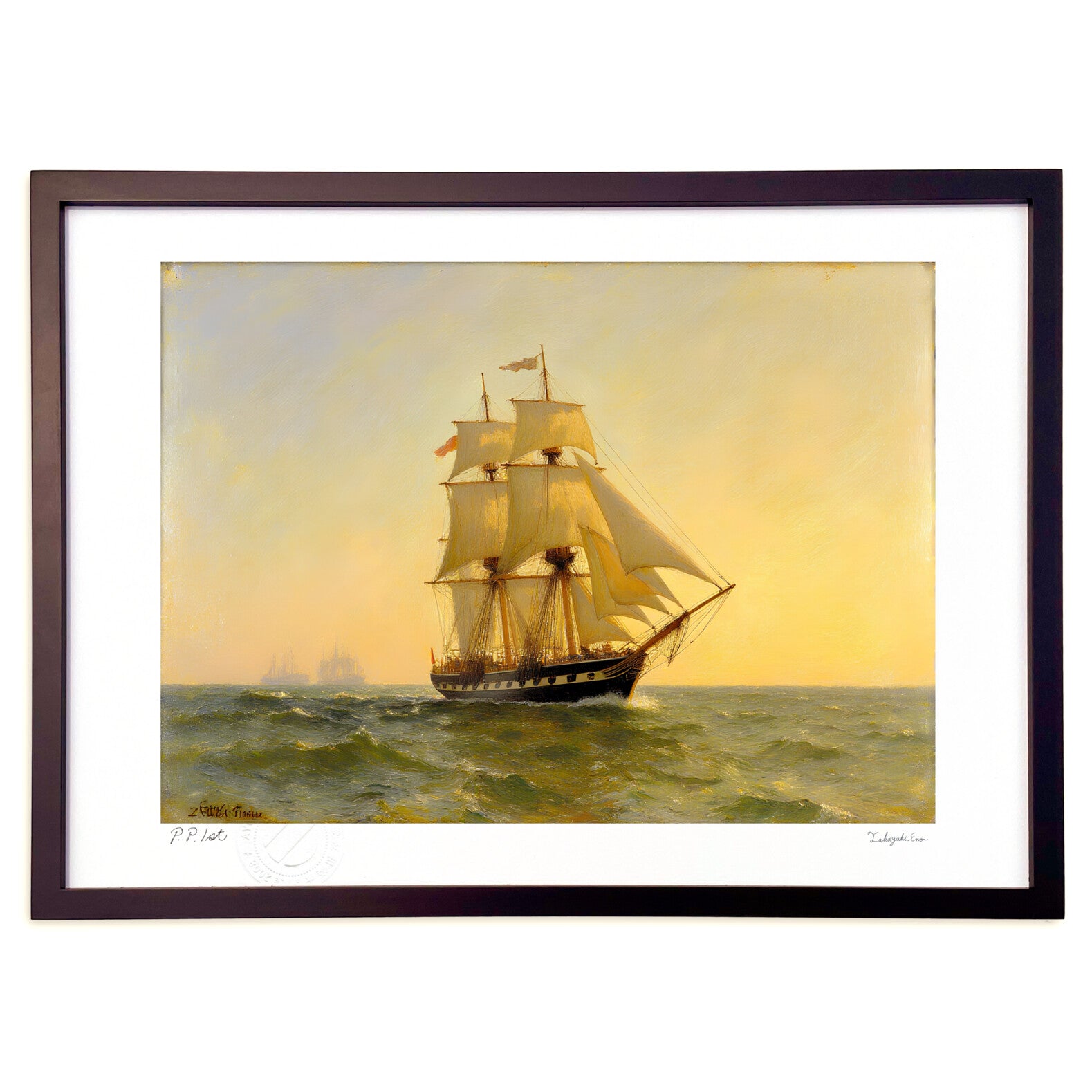 夕焼けと帆船 – 絵画や壁飾り販売｜風景投稿販売あゆわら(R)