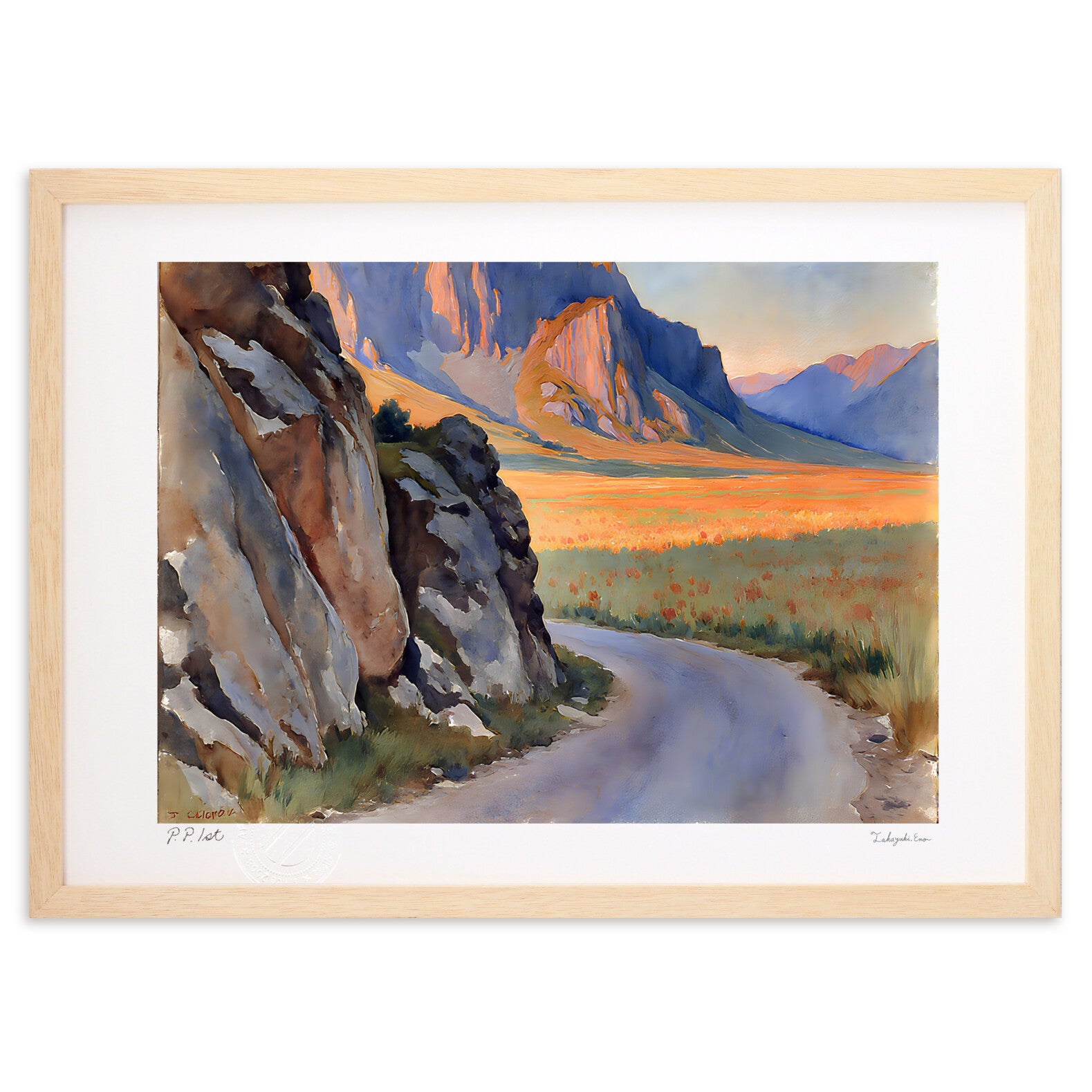 岩の絵画 純プラチナ日本画岩絵具使用 太陽と銀の富士山 が