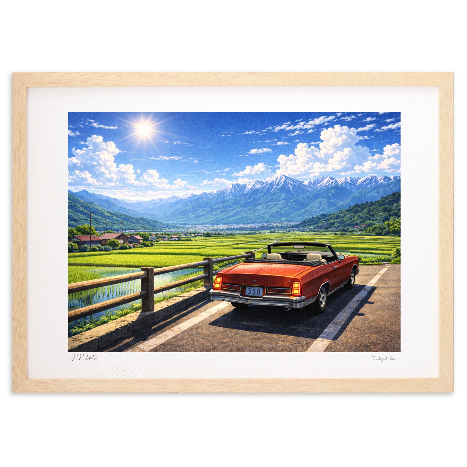 サマーリッジロード 358（稲穂と雪稜のパノラマ） – 絵画や壁飾り販売