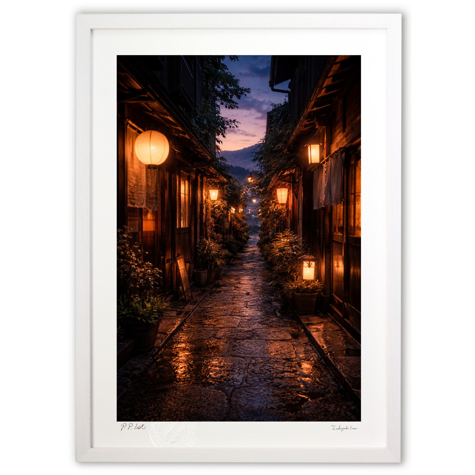 宵灯りの石畳小路 – 絵画や壁飾り販売｜風景投稿販売あゆわら(R)