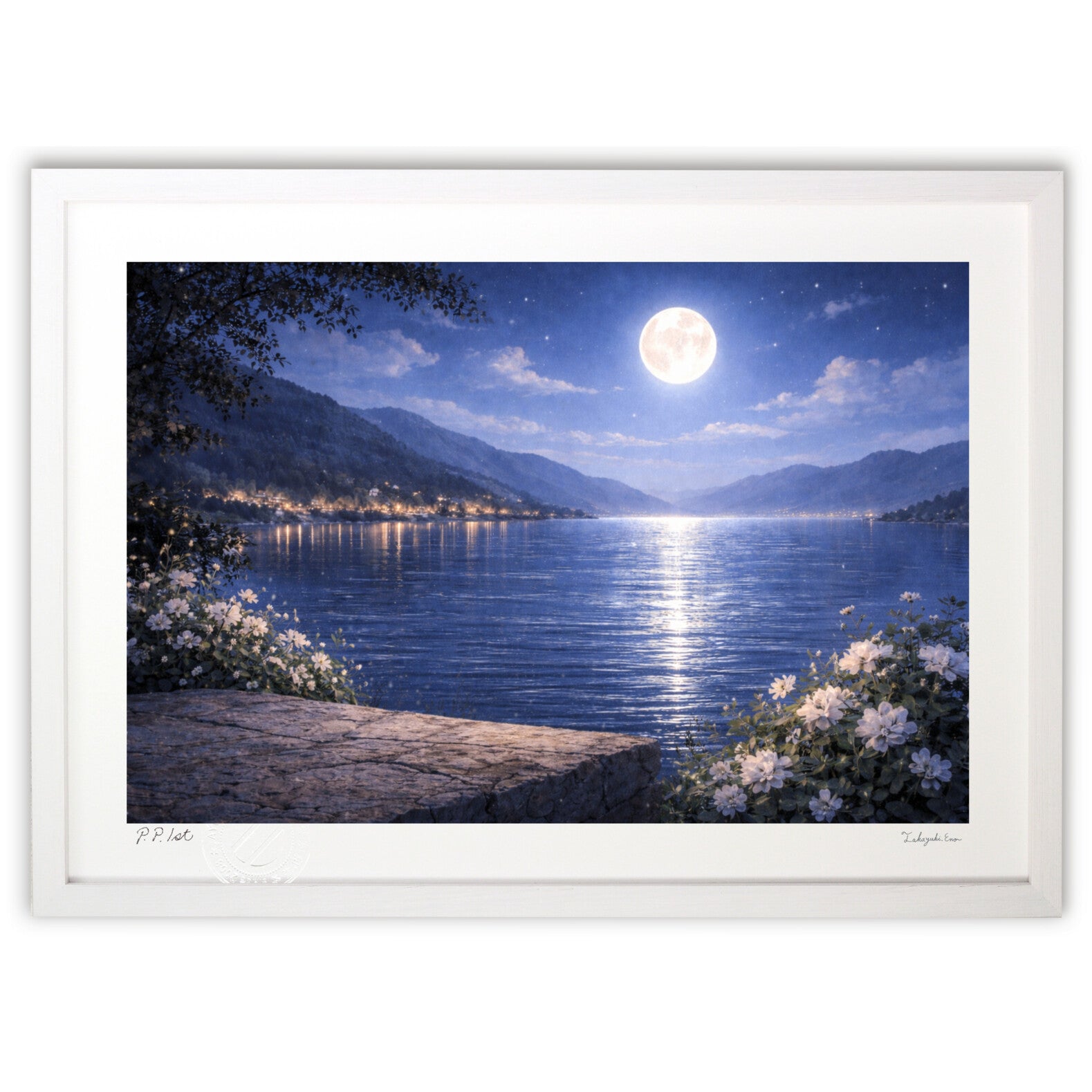 月光に包まれる静かな湖 – 絵画や壁飾り販売｜風景投稿販売あゆわら(R)