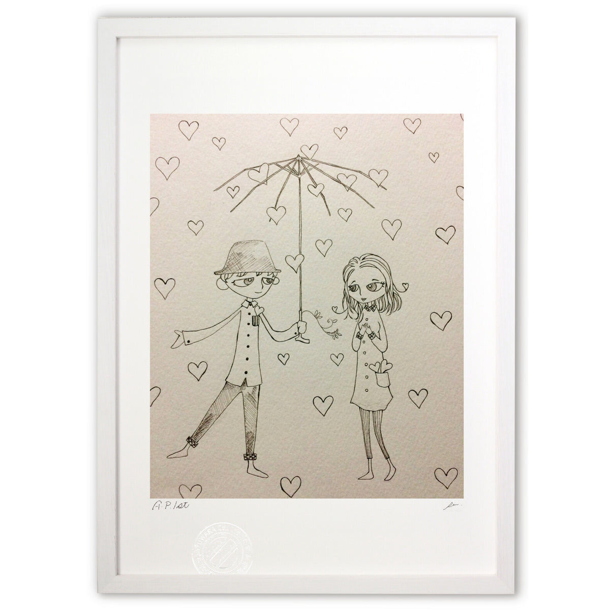 Painting "100% chance of falling hearts"