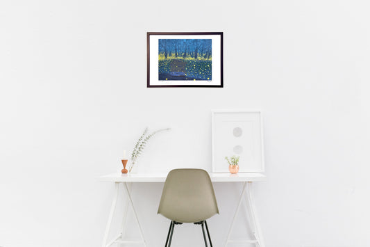 日本画 ほたるの森