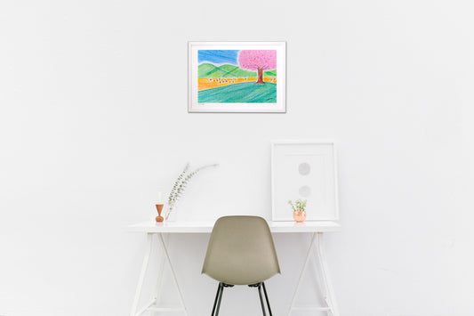 Pen 絵画『高台から望む安曇野』