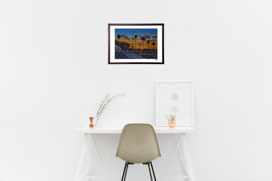 色鉛筆画 湘南の夕景