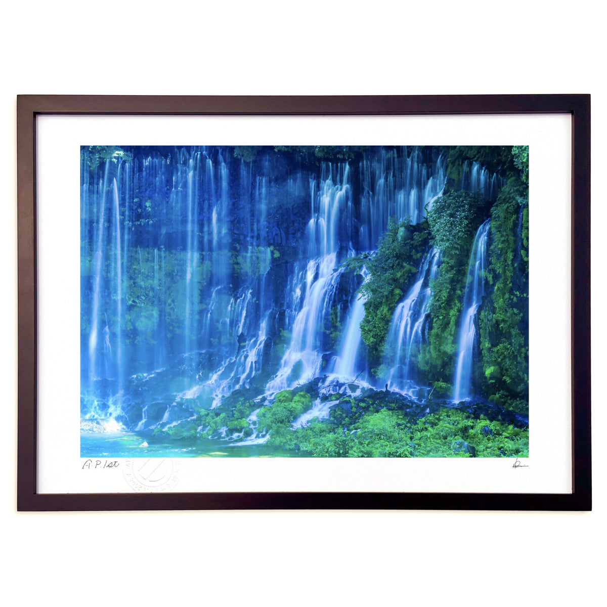 The waterfall flows