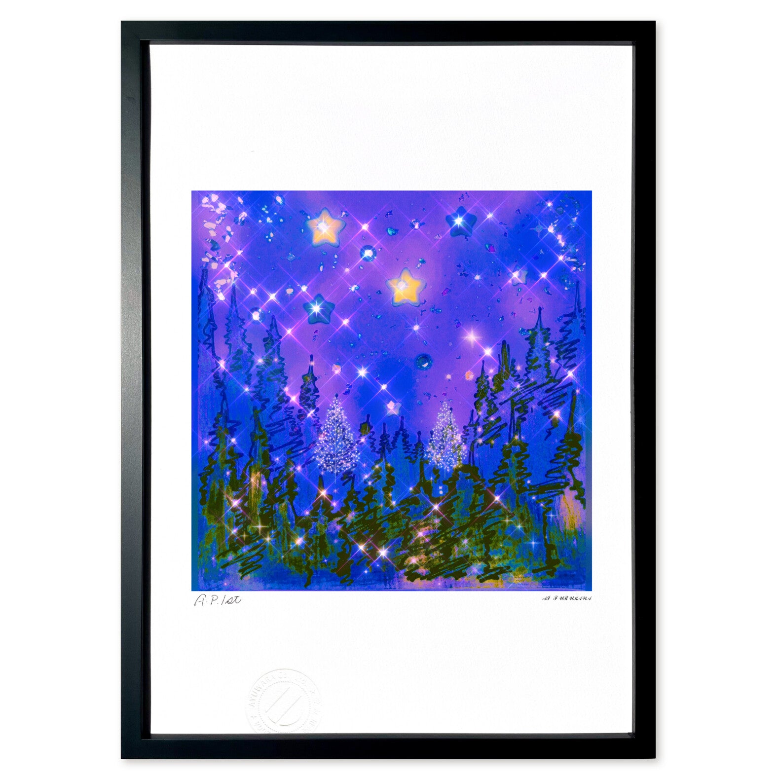 癒しの水彩画1055 あさのひかり 絵画】星降る夜に 〜平和な夜への祈りを込めて〜 《水彩画