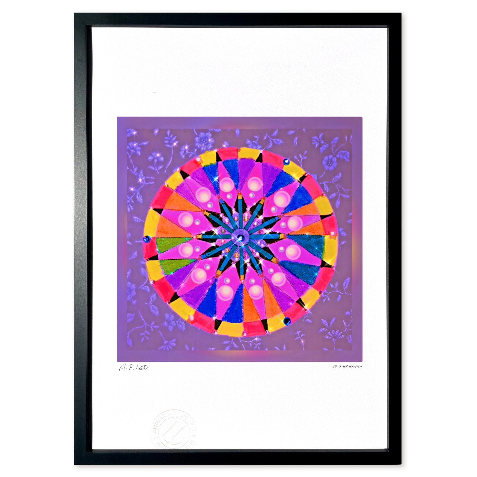 絵画】蛍光ネオンカラークレヨンで、ゼンタングルまるart – 絵画や壁