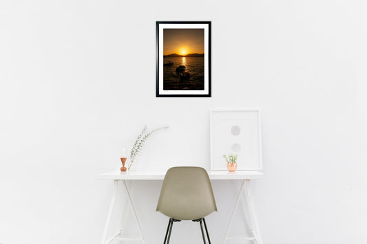 夕日に向かって