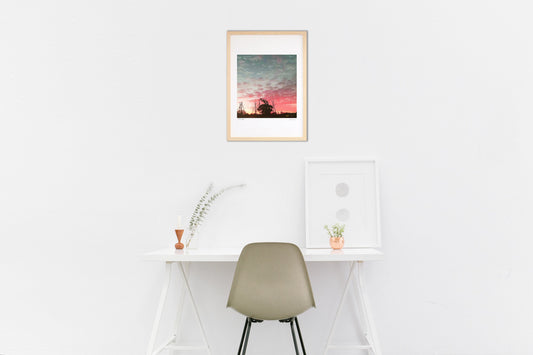 公園の朝焼けと金星