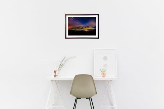 風車のある夜景