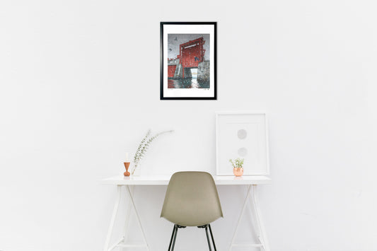 版画 旧岩淵水門(赤水門)