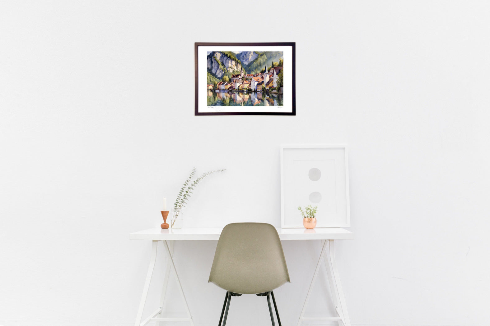 ハルシュタット湖 湖 絵画 森 秀雄 ハルシュタット湖 リトグラフ 絵画