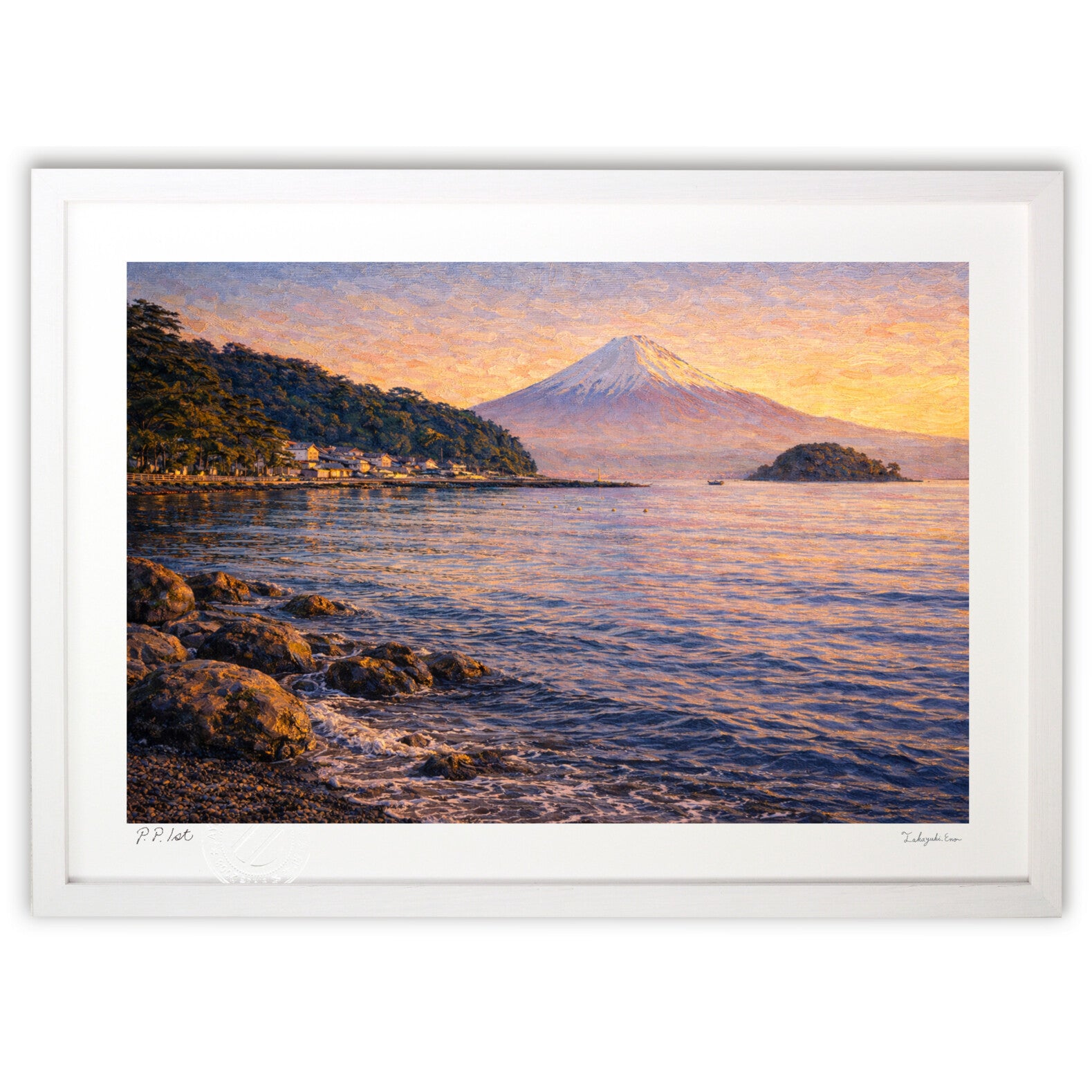 夕凪の海と雪嶺（岬の静けさ） – 絵画や壁飾り販売｜風景投稿販売あゆ