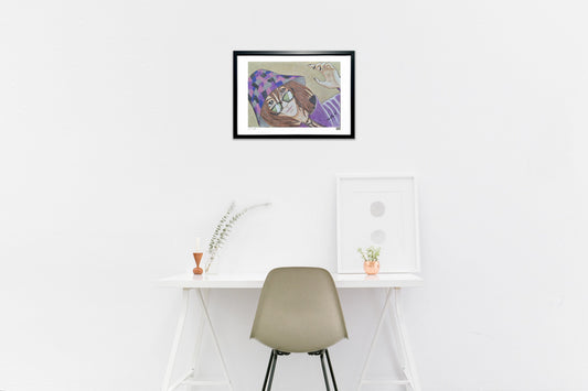 色鉛筆画　帽子とサングラス