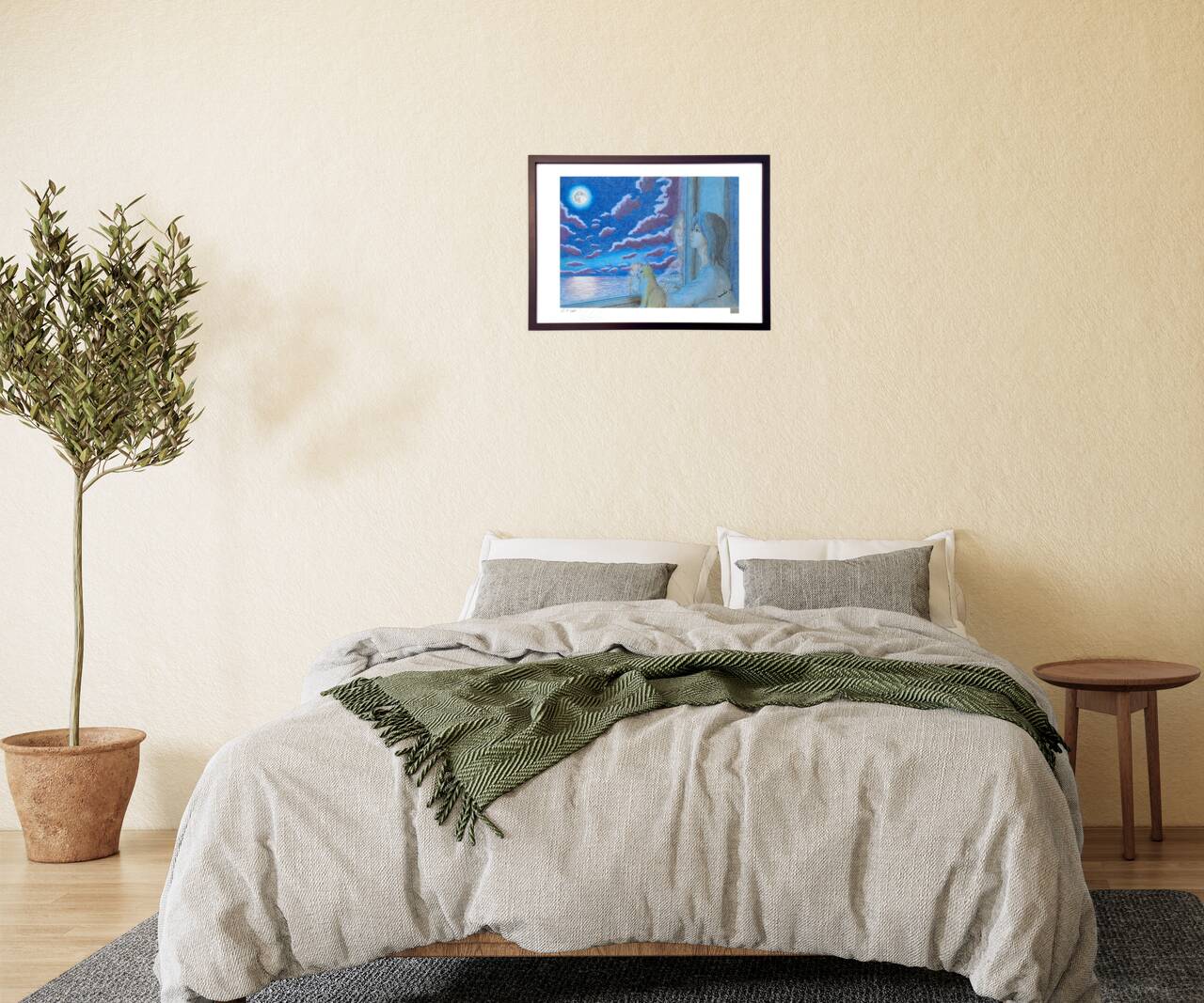 色鉛筆画 湘南の月夜 – 絵画や壁飾り販売｜風景投稿販売あゆわら(R)