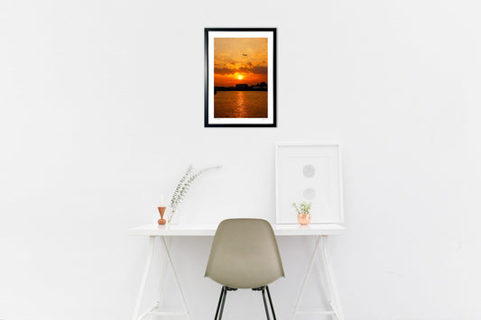 夕焼けと飛行機