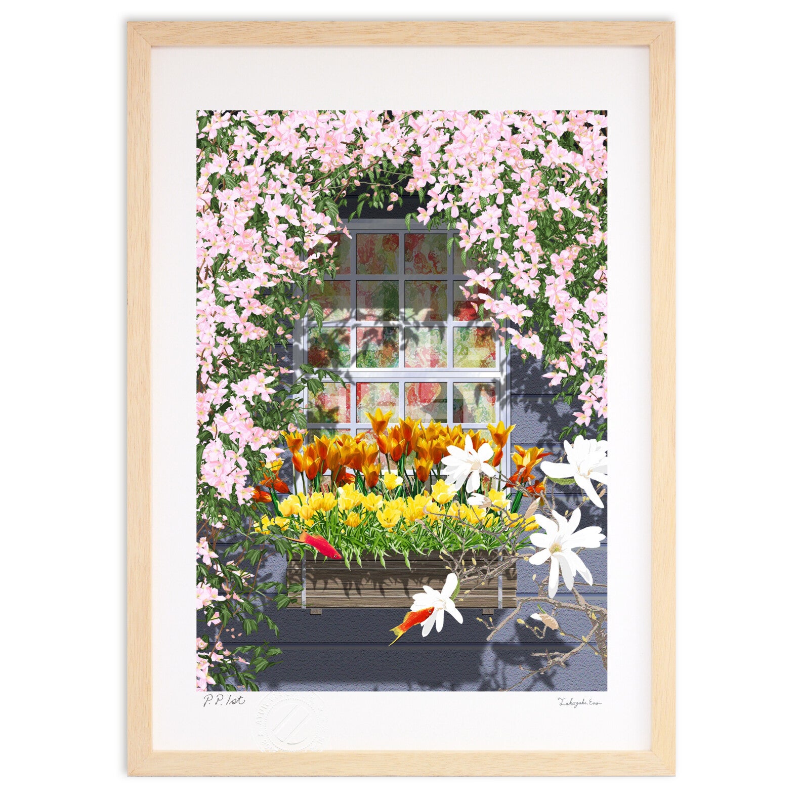 クレマチスボタニカルアート クレマチス 絵画 冬咲きクレマチス
