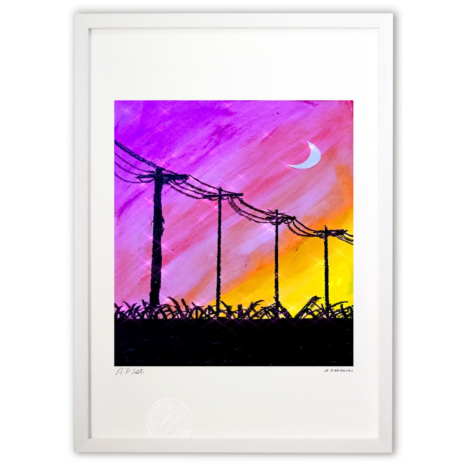 夕焼けグラデーションと三日月 – 絵画や壁飾り販売｜風景投稿販売あゆ