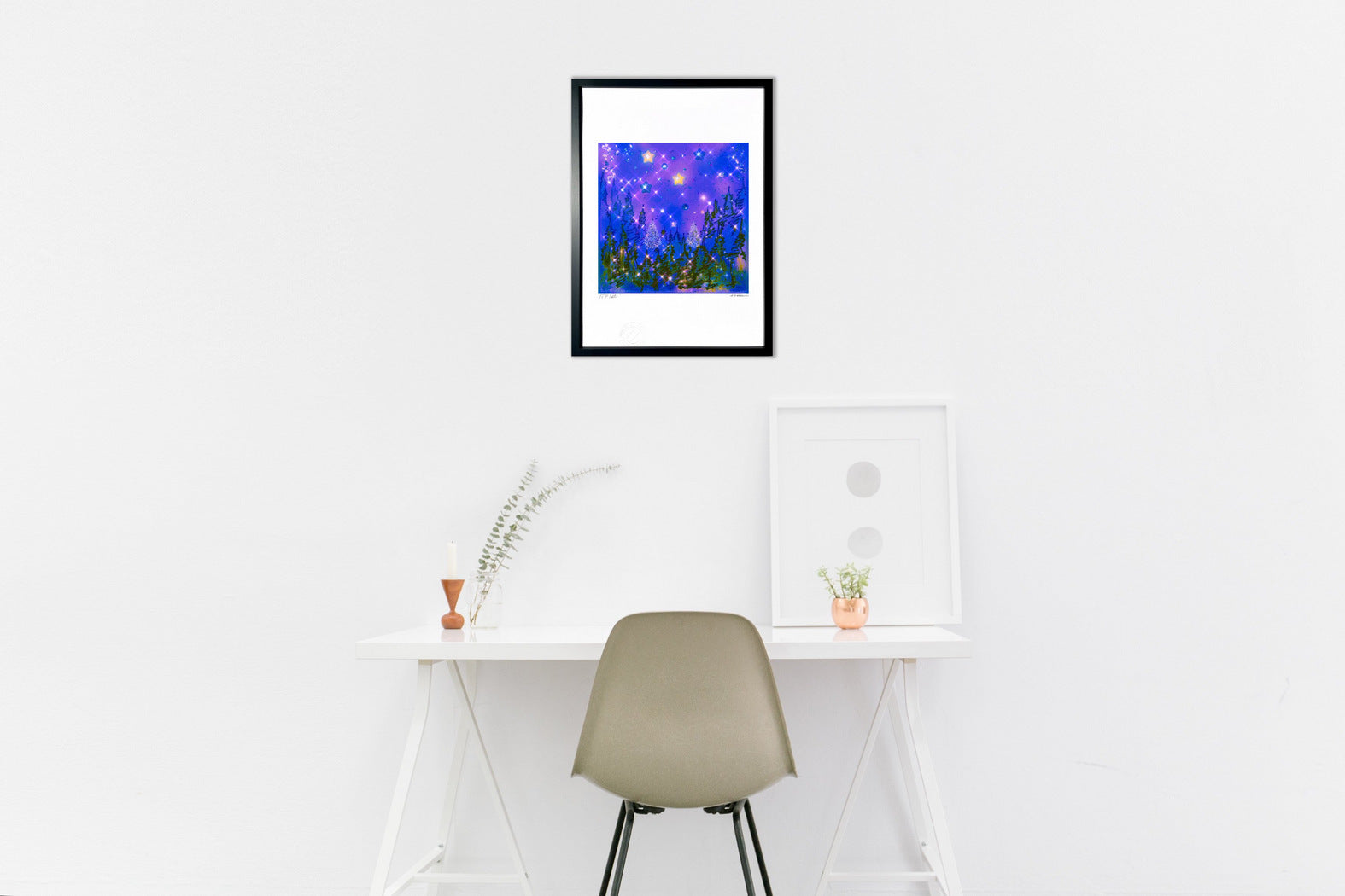 絵画】星降る夜に 〜平和な夜への祈りを込めて〜 《水彩画