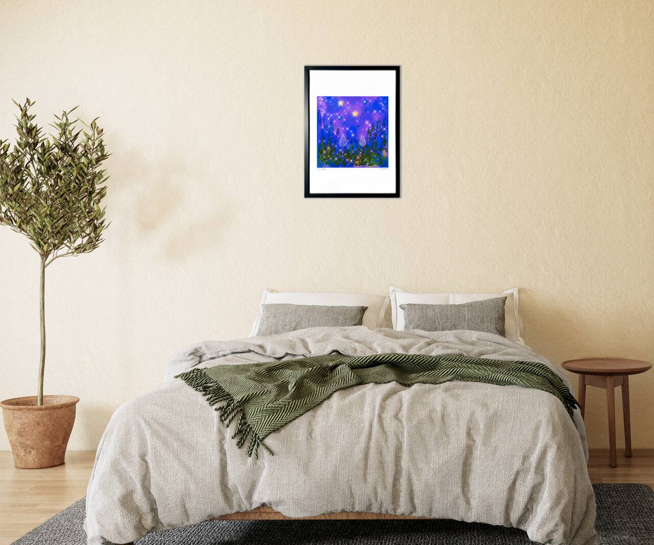 絵画】星降る夜に 〜平和な夜への祈りを込めて〜 《水彩画