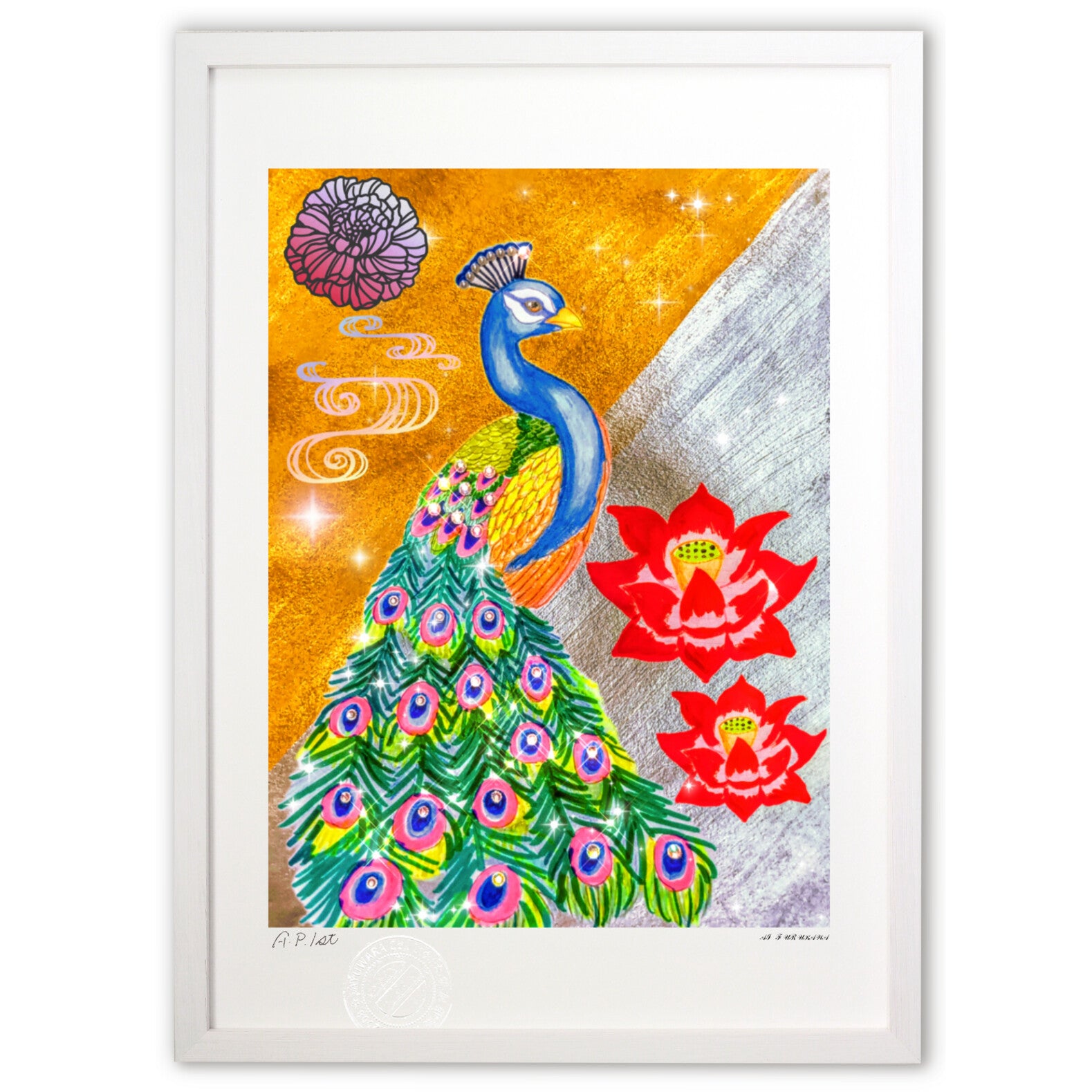 絵画】クジャクと蓮の花 – 絵画や壁飾り販売｜風景投稿販売あゆわら(R)