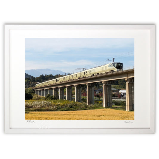 黄金色の絨毯の上を走る四季島