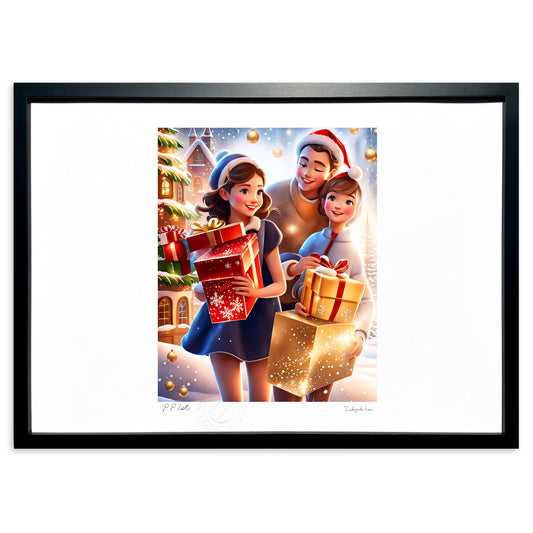 クリスマスの朝、家族の喜び